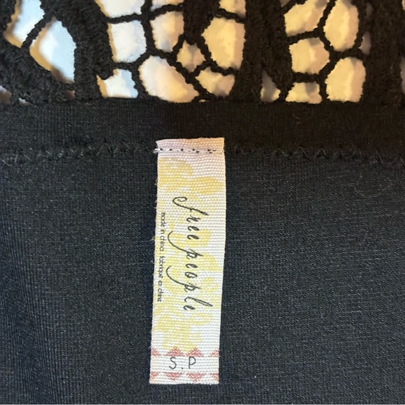 Free People Forget Me Not Black Crochet Trim Dress S - Picture 7 of 10